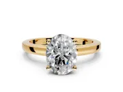 Solitaire Engagement Ring Setting for Oval Center with Basket Rail and Prong Head in Yellow Gold
