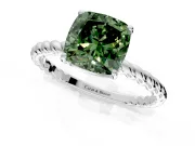 Solitaire Engagement Ring Setting for Fancy Green Cushion Cut Center with Plain Twisted Rope Band and Prong Head in Sterling Silver