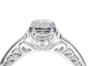 Floral Engagement Ring Setting for Radiant Cut Center with Four Accent Clusters and Prong Head in White Gold