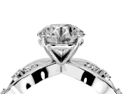 Solitaire Engagement Ring Setting for Round Cut Center with Criss-Cross Accent Band and Prong Head in Platinum