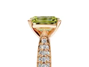 Solitaire Engagement Ring Setting for Fancy Yellow Emerald Cut Center with Multi-Row Accents and Prong Head in Rose Gold