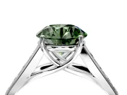 Solitaire Engagement Ring Setting for Fancy Green Round Cut Center with Cathedral Channel Band and Prong Head in Sterling Silver