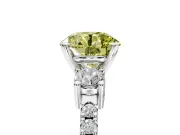 3 Stone Engagement Ring Setting for Fancy Yellow Round Cut Center with Round Cut Side Accents and Prong Head in Sterling Silver