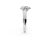Halo Engagement Ring Setting for Pear-Shaped Center with Knife Ridge Cathedral Band and Prong Head in Sterling Silver
