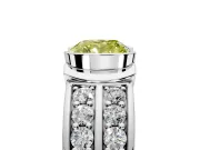 Bezel Engagement Ring Setting for Fancy Yellow Cushion Cut Center with Wide Channel-Set Band and Bezel Head in Platinum