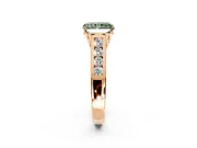 Solitaire Engagement Ring Setting for Fancy Green Radiant Cut Center with Round Cut Channel Band and Prong Head in Rose Gold