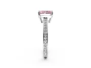 Solitaire Engagement Ring Setting for Fancy Pink Radiant Cut Center with Channel-Set Accent Band and Prong Head in Sterling Silver