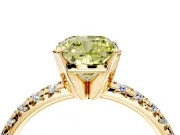 Solitaire Engagement Ring Setting for Fancy Yellow Cushion Cut Center with Large Accents and Prong Head in Yellow Gold