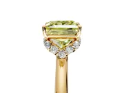Hidden Halo Engagement Ring Setting for Fancy Yellow Princess Cut Center with Plain Rounded Band and Prong Head in Yellow Gold