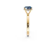 Solitaire Engagement Ring Setting for Fancy Blue Round Cut Center with Fine Wire Band and Prong Head in Yellow Gold