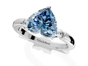 Solitaire Engagement Ring Setting for Fancy Blue Heart-Shaped Center with Beaded Shoulders and Prong Head in White Gold