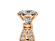 3 Stone Engagement Ring Setting for Oval Center with Pave Twist Band and Prong Head in Rose Gold