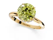 Hidden Halo Engagement Ring Setting for Fancy Yellow Round Cut Center with Plain Rounded Band and Prong Head in Yellow Gold