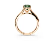 Solitaire Engagement Ring Setting for Fancy Green Cushion Cut Center with Narrow Cathedral Band and Prong Head in Rose Gold