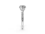 Solitaire Engagement Ring Setting for Round Cut Center with Trailing Leaf Accent Band and Prong Head in Platinum