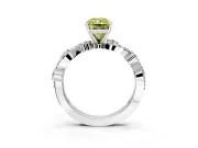Solitaire Engagement Ring Setting for Fancy Yellow Radiant Cut Center with Bar-Station Pave Twist and Prong Head in Sterling Silver