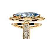 Milgrain Halo Engagement Ring Setting for Fancy Blue Marquise Center with Three-Sided Pave Band and Prong Head in Yellow Gold