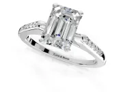 Solitaire Engagement Ring Setting for Emerald Cut Center with Channel Accents and Prong Head in Sterling Silver