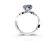 Solitaire Engagement Ring Setting for Fancy Blue Heart-Shaped Center with Pave and Plain Crossover Band and Prong Head in Platinum