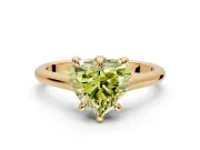Solitaire Engagement Ring Setting for Fancy Yellow Heart-Shaped Center with Cathedral Band and Prong Head in Yellow Gold