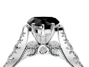 Solitaire Engagement Ring Setting for Fancy Black Heart-Shaped Center with Pave Cathedral Shoulders and Prong Head in Sterling Silver