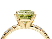Solitaire Engagement Ring Setting for Fancy Yellow Princess Cut Center with Large Accents and Prong Head in Yellow Gold