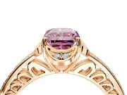 Floral Engagement Ring Setting for Fancy Pink Radiant Cut Center with Four Accent Clusters and Prong Head in Rose Gold