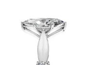 Solitaire Engagement Ring Setting for Marquise Center with Carved Leaf Shoulders and Prong Head in Sterling Silver