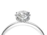 Hidden Halo Engagement Ring Setting for Marquise Center with Plain Band and Tall Prong Head in Sterling Silver
