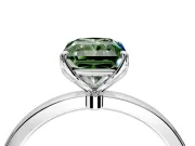 Solitaire Engagement Ring Setting for Fancy Green Radiant Cut Center with Thin Rounded Plain Band and Prong Head in Platinum