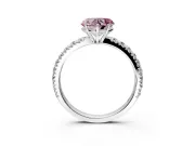 Solitaire Engagement Ring Setting for Fancy Pink Heart-Shaped Center with Large Accent Band and Prong Head in Sterling Silver