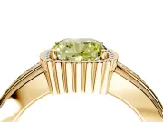 Halo Engagement Ring Setting for Fancy Yellow Cushion Cut Center with Wide Band, Inlaid Accent Row and Prong Head in Yellow Gold