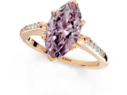 Solitaire Engagement Ring Setting for Fancy Pink Marquise Center with Channel Accents and Prong Head in Rose Gold