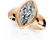 Solitaire Engagement Ring Setting for Marquise Center with Wide Band and Bezel Head in Rose Gold