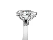 Solitaire Engagement Ring Setting for Pear-Shaped Center with Thin Rounded Plain Band and Prong Head in Platinum