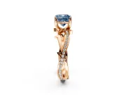 Solitaire Engagement Ring Setting for Fancy Blue Cushion Cut Center with Pave and Plain Crossover Band and Prong Head in Rose Gold