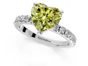 Solitaire Engagement Ring Setting for Fancy Yellow Heart-Shaped Center with Fine Pave Band and Claw Prong Head in Sterling Silver