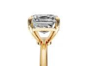 Minimalist Solitaire Engagement Ring Setting for Asscher Cut Center with Thin Band and Prong Head in Yellow Gold