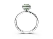 Solitaire Engagement Ring Setting for Fancy Green Princess Cut Center with Shared-Prong Accents and Prong Head in Platinum