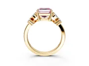 Floral Engagement Ring Setting for Fancy Pink Princess Cut Center with Marquise Cluster Shoulders and Prong Head in Yellow Gold