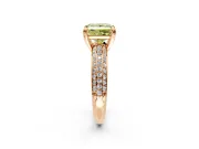 Solitaire Engagement Ring Setting for Fancy Yellow Princess Cut Center with Multi-Row Pave Accents and Basket Head in Rose Gold