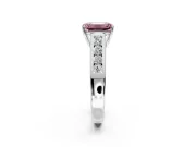 Solitaire Engagement Ring Setting for Fancy Pink Emerald Cut Center with Cathedral Channel Band and Prong Head in Platinum