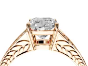 Split Shank Engagement Ring Setting for Cushion Cut Center with Pave Split Shank and Prong Head in Rose Gold