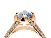 Solitaire Engagement Ring Setting for Fancy Blue Marquise Center with Accented Split Shank and Prong Head in Rose Gold