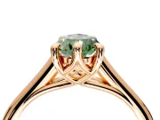 Solitaire Engagement Ring Setting for Fancy Green Pear-Shaped Center with Cathedral Band and Prong Head in Rose Gold