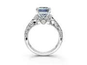 Solitaire Engagement Ring Setting for Fancy Blue Princess Cut Center with Filigree Accent Basket and Prong Head in Sterling Silver