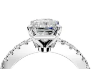 Solitaire Engagement Ring Setting for Radiant Cut Center with Single Row Accent Band and Prong Head in Platinum