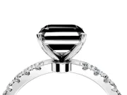 Open Basket Engagement Ring Setting for Fancy Black Asscher Cut Center with Pave Band and Prong Head in Sterling Silver
