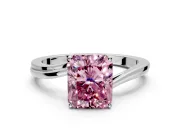 Solitaire Engagement Ring Setting for Fancy Pink Radiant Cut Center with Plain Bypass Twist Band and Prong Head in Sterling Silver