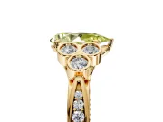 Cluster Engagement Ring Setting for Fancy Yellow Pear-Shaped Center with Bezel Accent Clusters and Prong Head in Yellow Gold